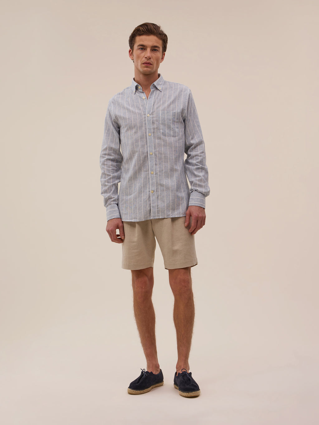Ava Shirt - White & Sky Blue Striped - Men