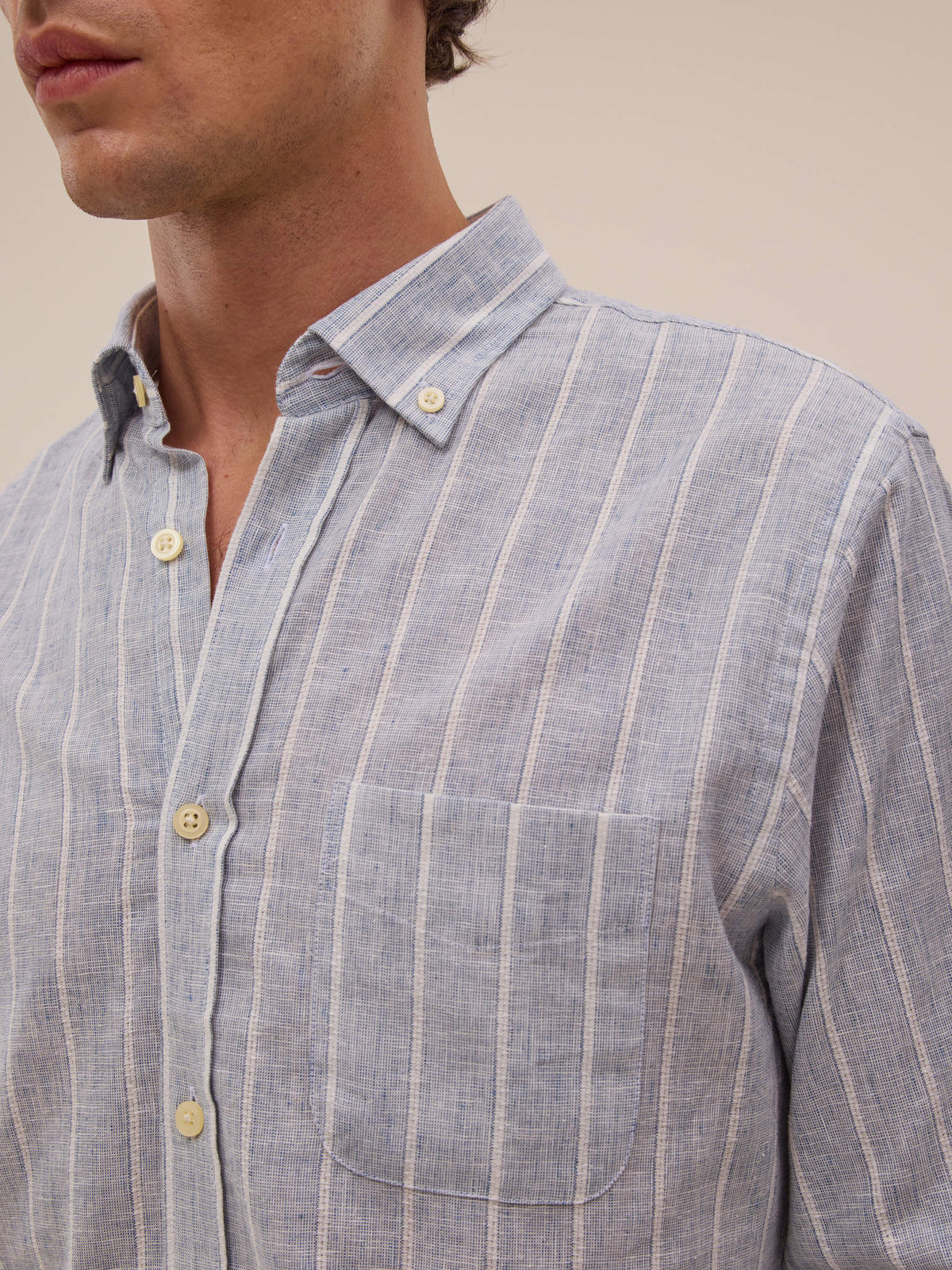 Ava Shirt - White & Sky Blue Striped - Men