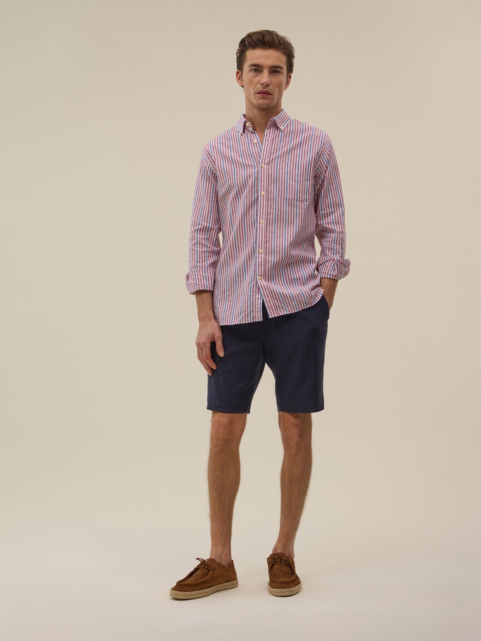Camisa Ava - Rayas Rojas Y Azules - Hombre