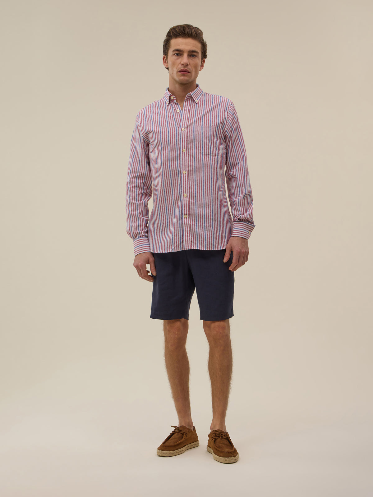 Camisa Ava - Rayas Rojas Y Azules - Hombre