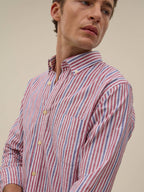 Camisa Ava - Rayas Rojas Y Azules - Hombre