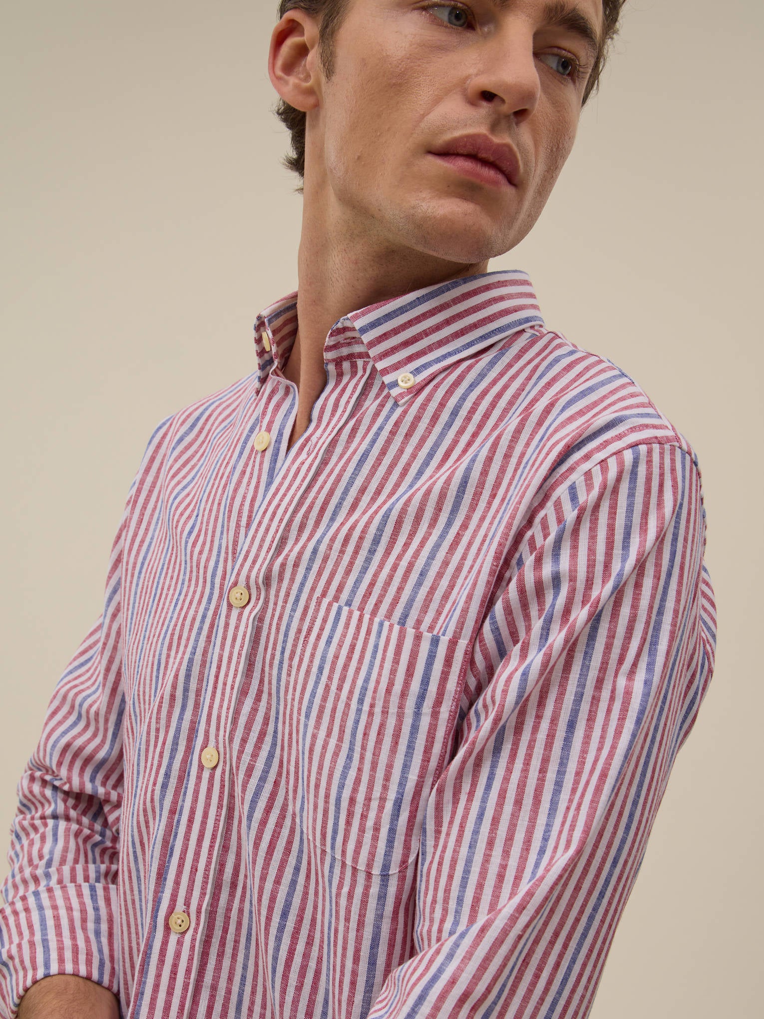 Camisa Ava - Rayas Rojas Y Azules - Hombre