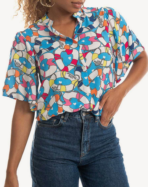 Moschino - Camisa de manga corta Muddy para mujer - Multicolor
