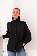 LÉONIE Noire - Chemise Col Victorien