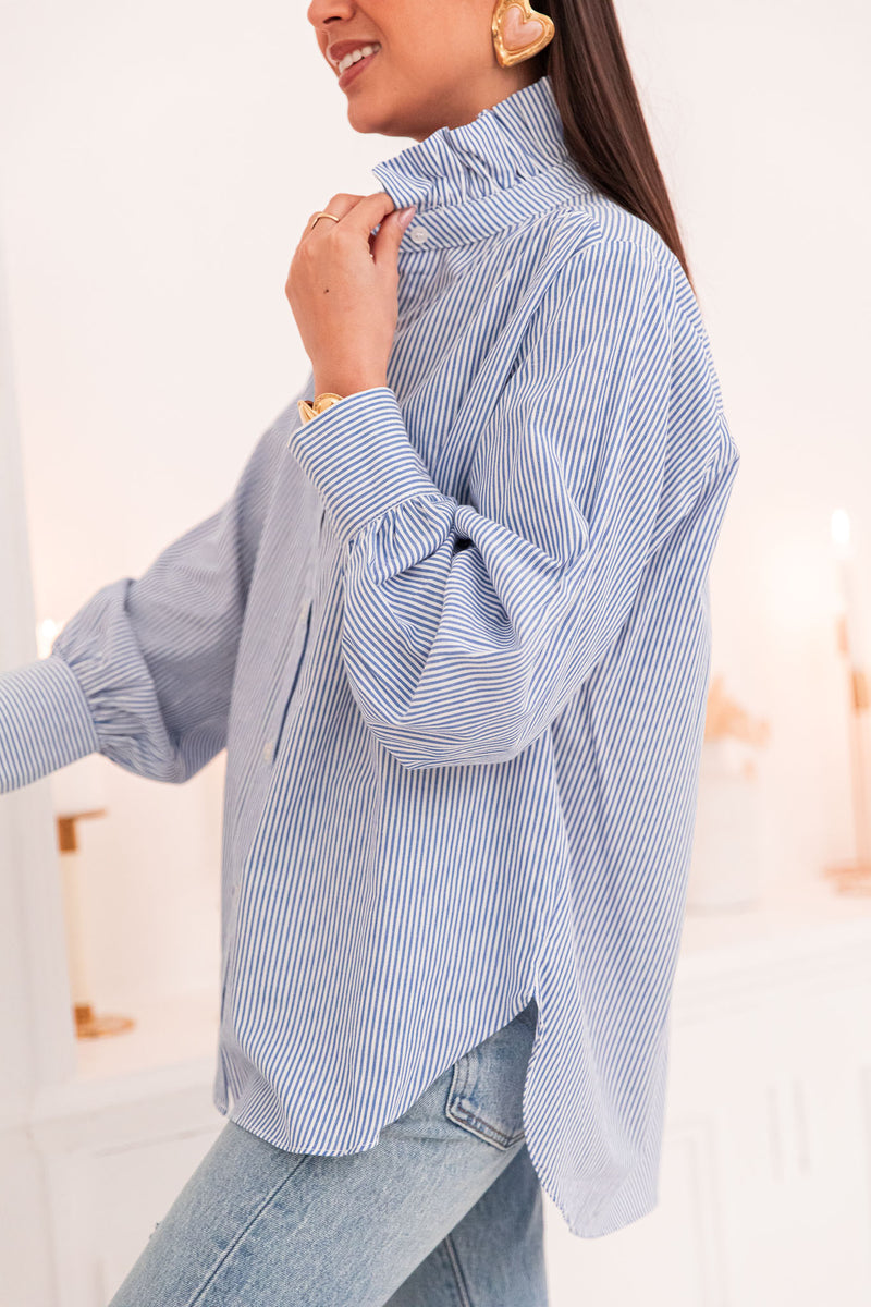 DOTTI Bleue - Chemise Col Victorien