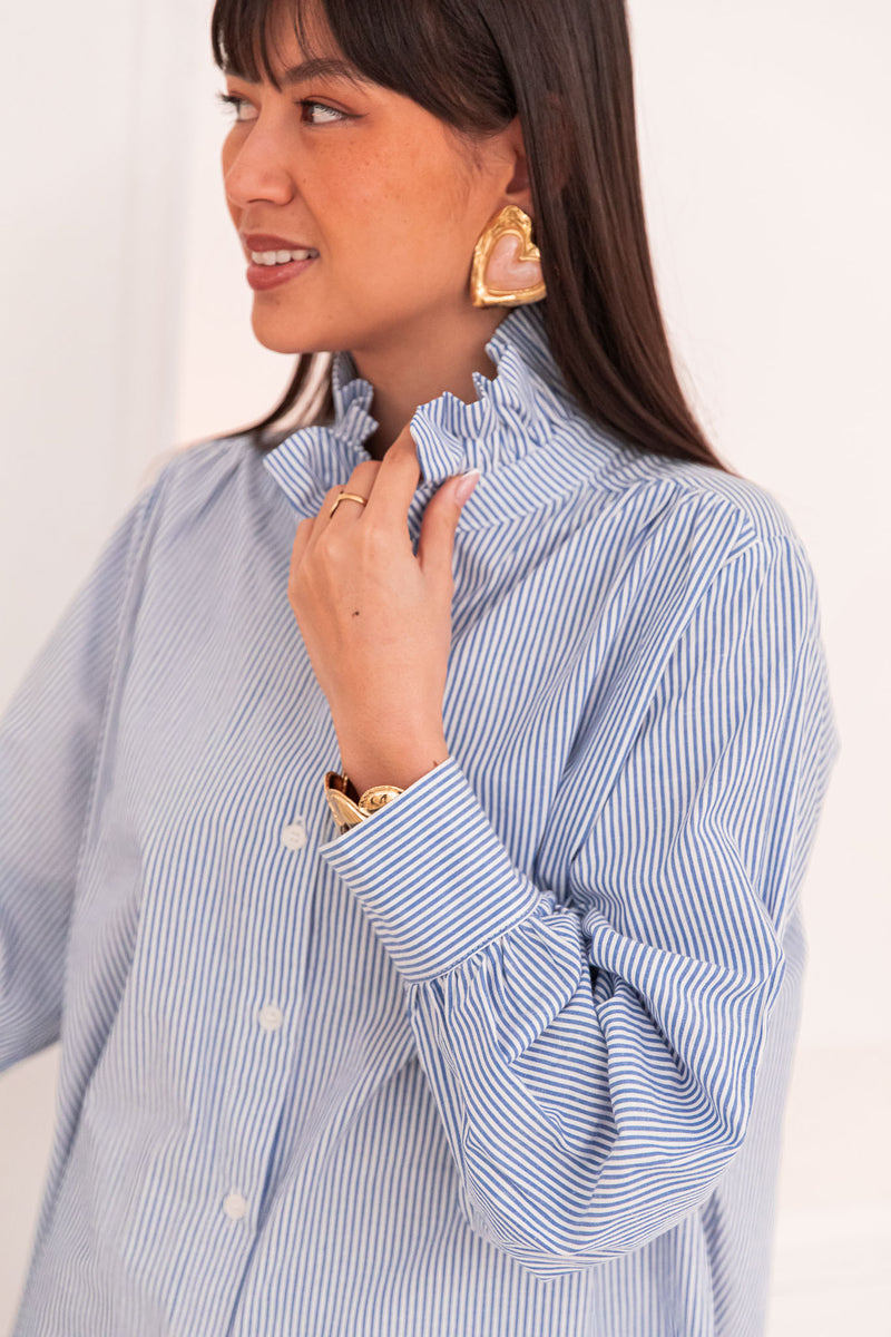 DOTTI Bleue - Chemise Col Victorien