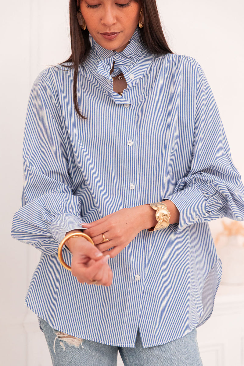 DOTTI Bleue - Chemise Col Victorien