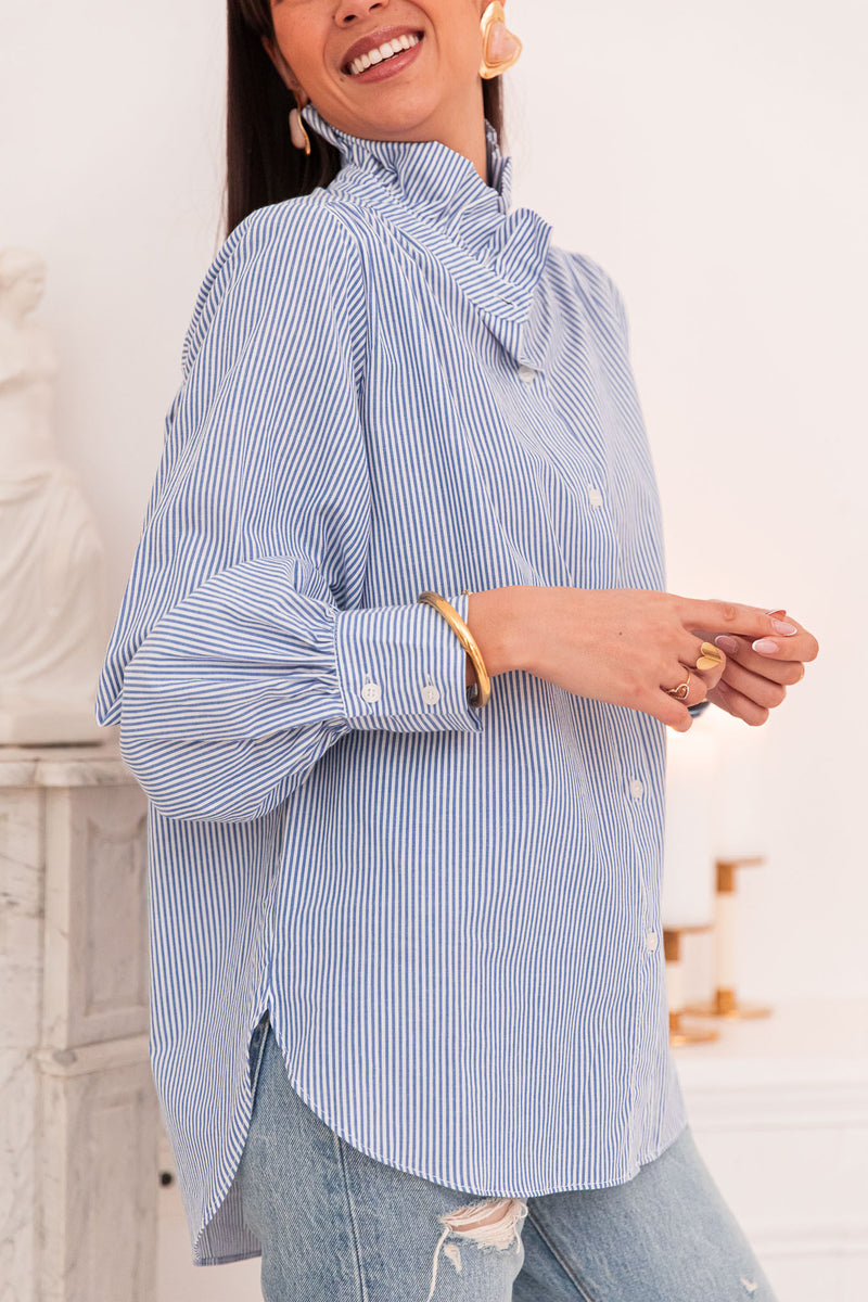 DOTTI Bleue - Chemise Col Victorien