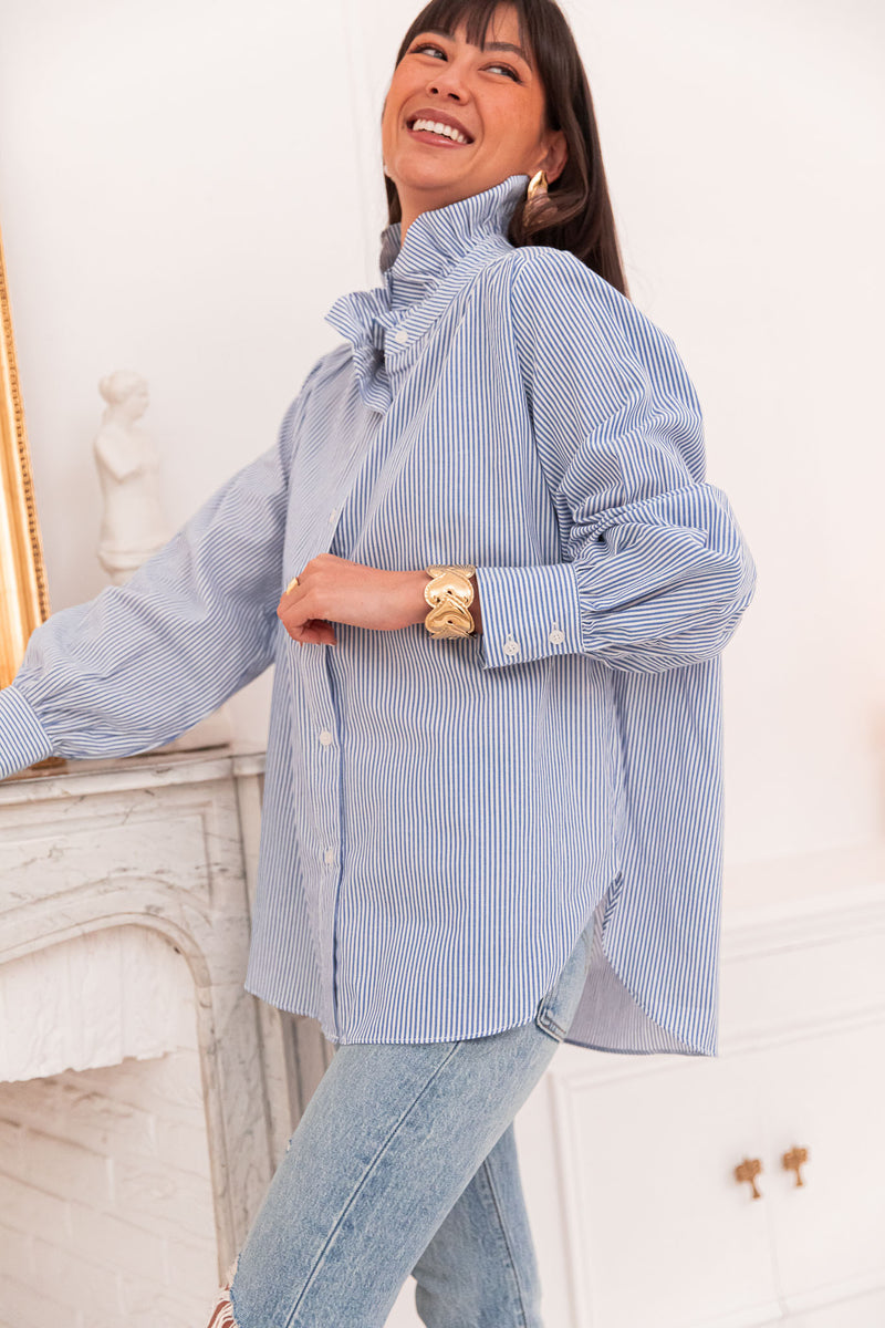 DOTTI Bleue - Chemise Col Victorien