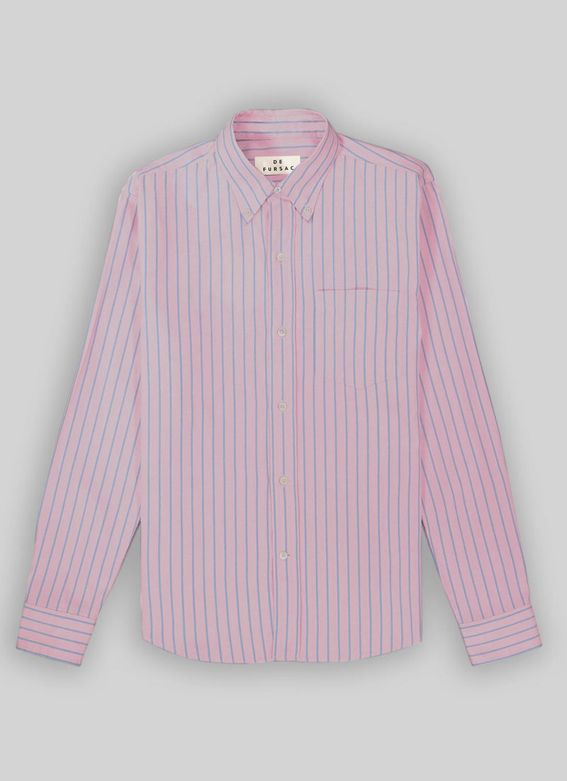 Fursac - Chemise À Rayures En Coton - Rose - Homme