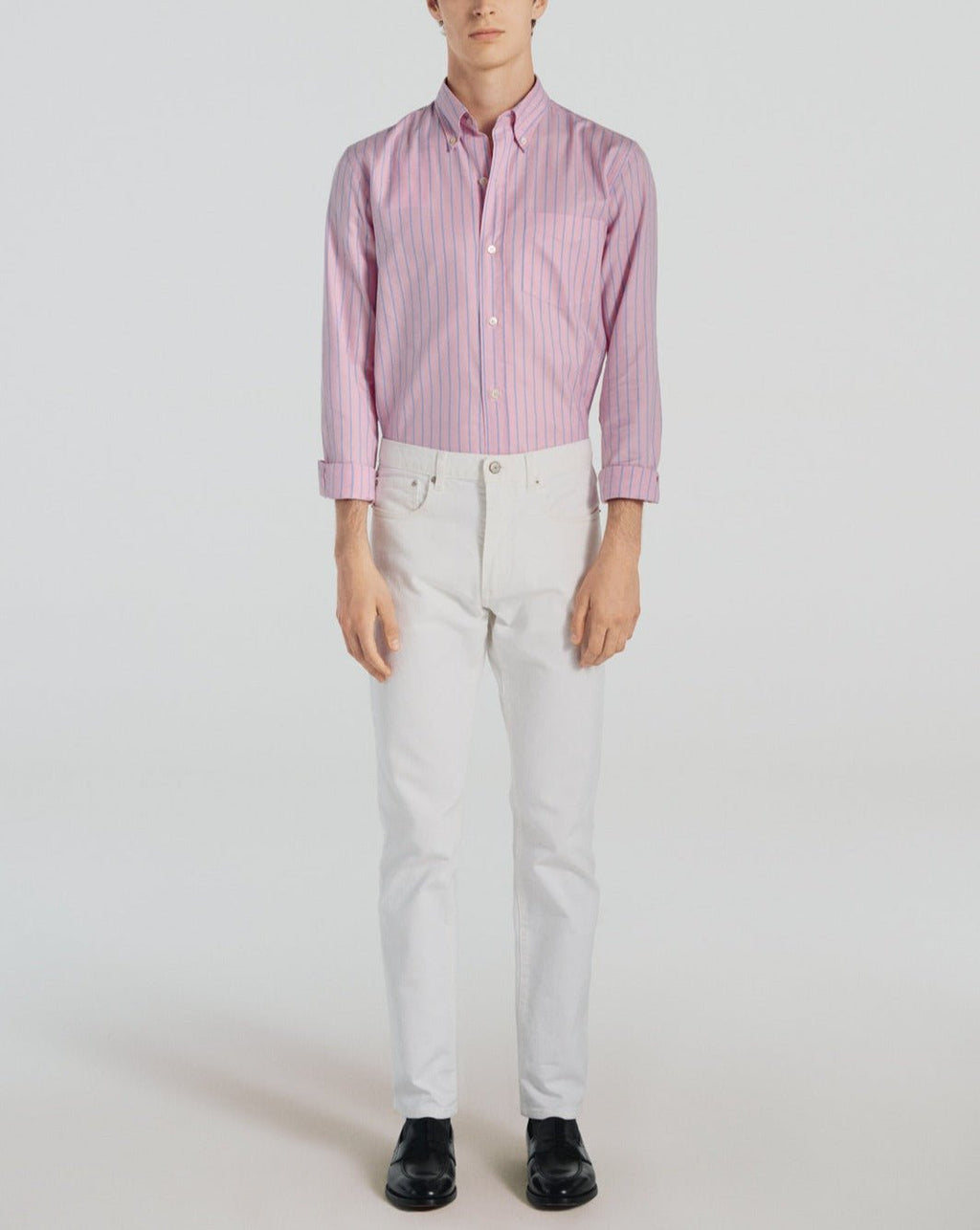 Fursac - Chemise À Rayures En Coton - Rose - Homme