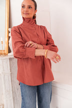 LÉONIE Terracotta - Camicia con colletto vittoriano