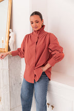 LÉONIE Terracotta - Camicia con colletto vittoriano