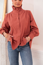 LÉONIE Terracotta - Camicia con colletto vittoriano