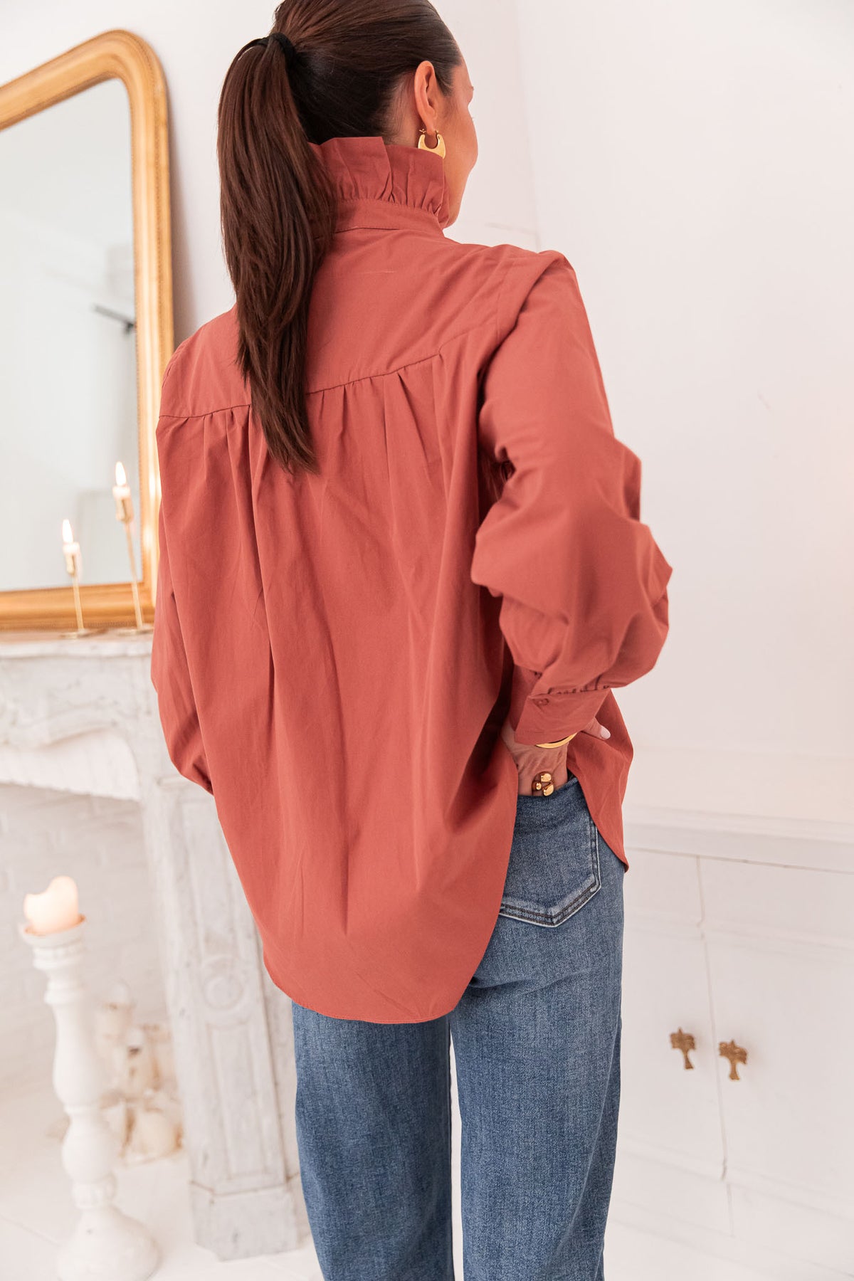 LÉONIE Terracotta - Camicia con colletto vittoriano