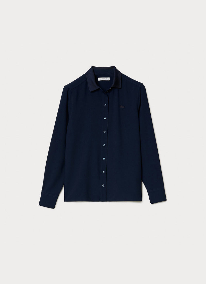 Lacoste - Chemisier Manches Longues - Marine - Femme