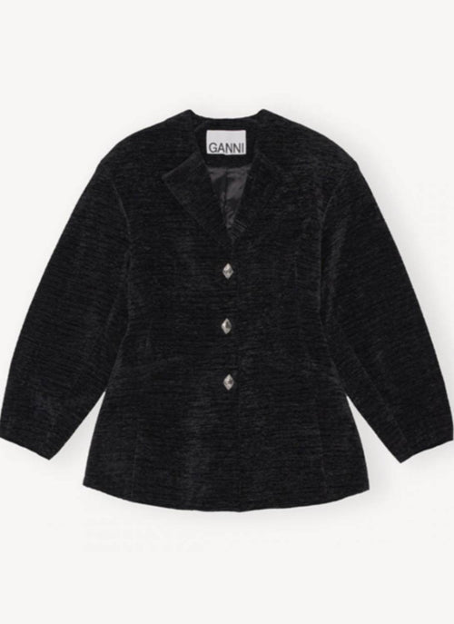 Ganni - Blazer En Chenille - Noir - Femme