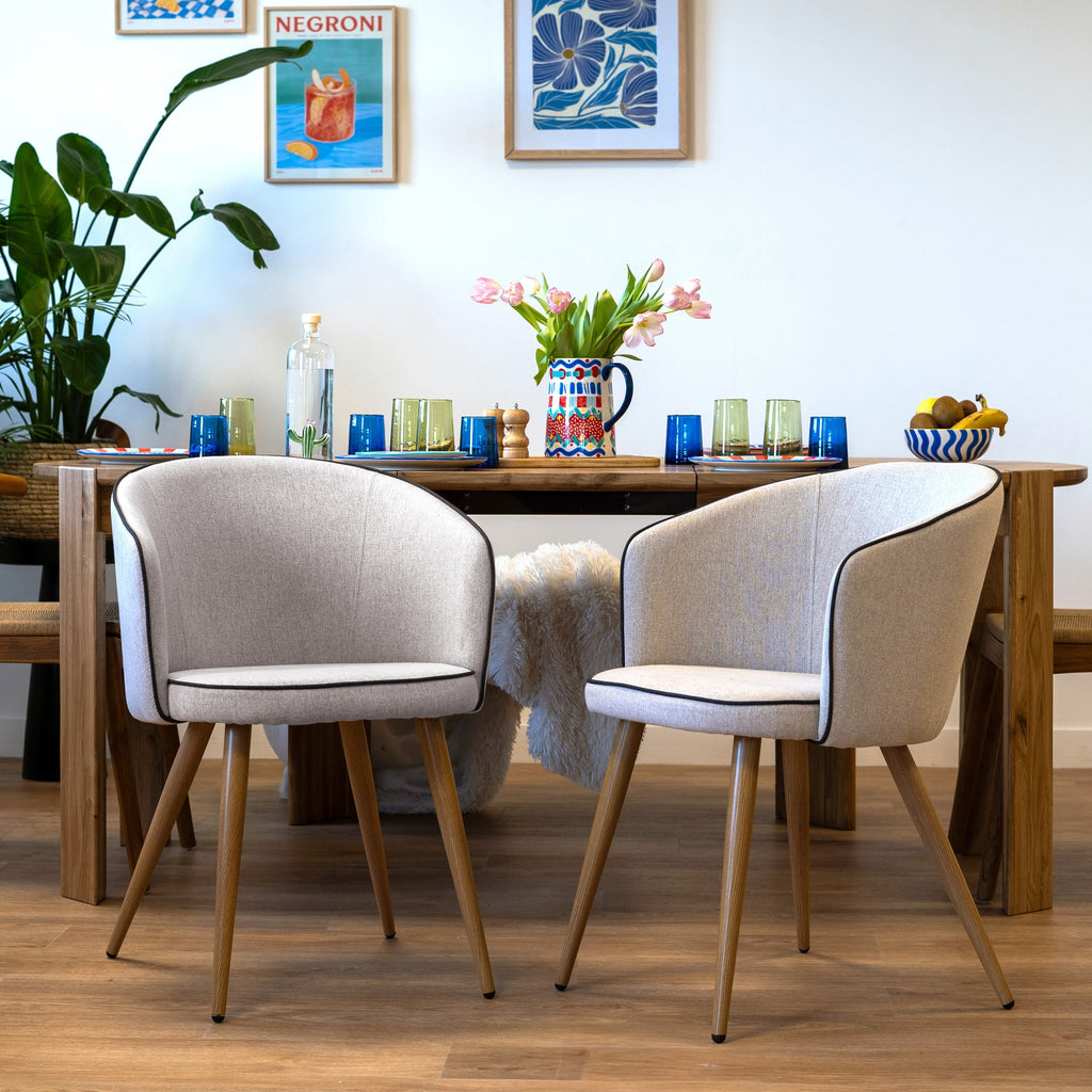Chiara - Set of 2 Beige Fabric Chairs