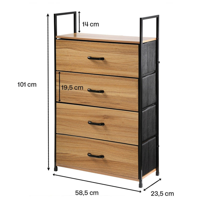 Cómoda 4 Cajones con Frente Decoración Madera - Décor Bois Foncé