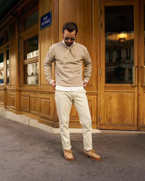 chino en twill beige sable - look