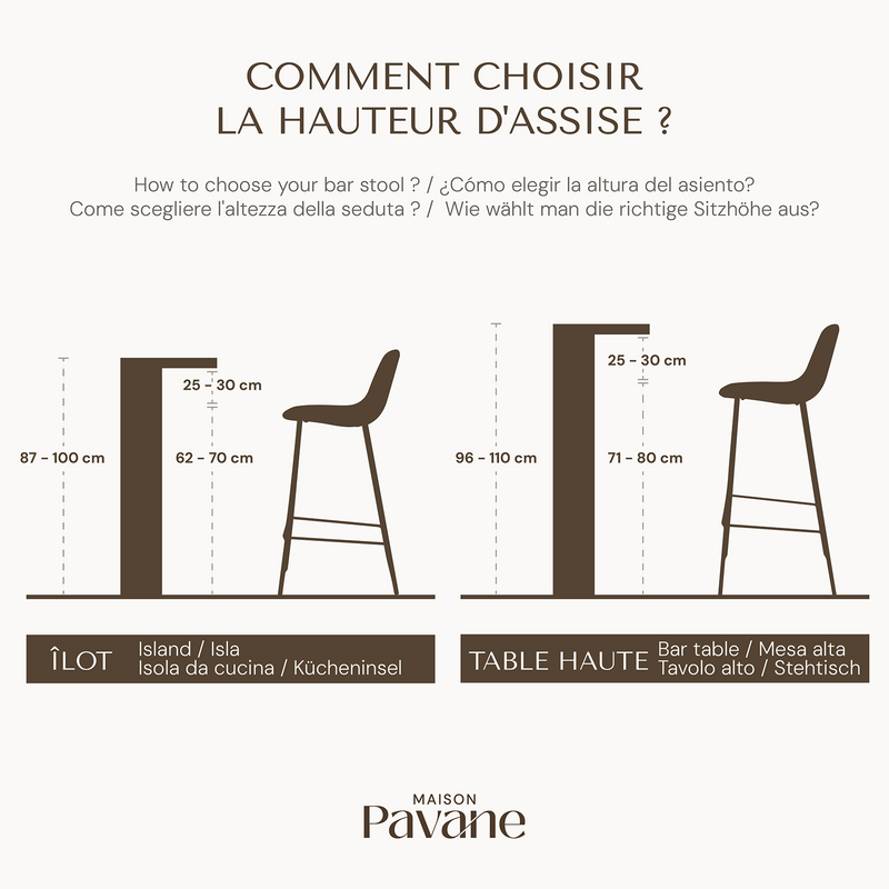 Chaise de bar Adam effet laine bouclette blanc cassé 63/83 cm (lot de 2)