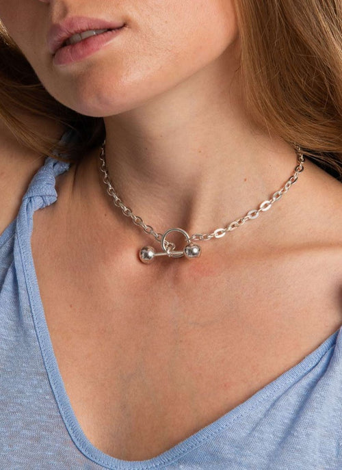 Saskia Diez - Choker Barbelle - Silver - Femme