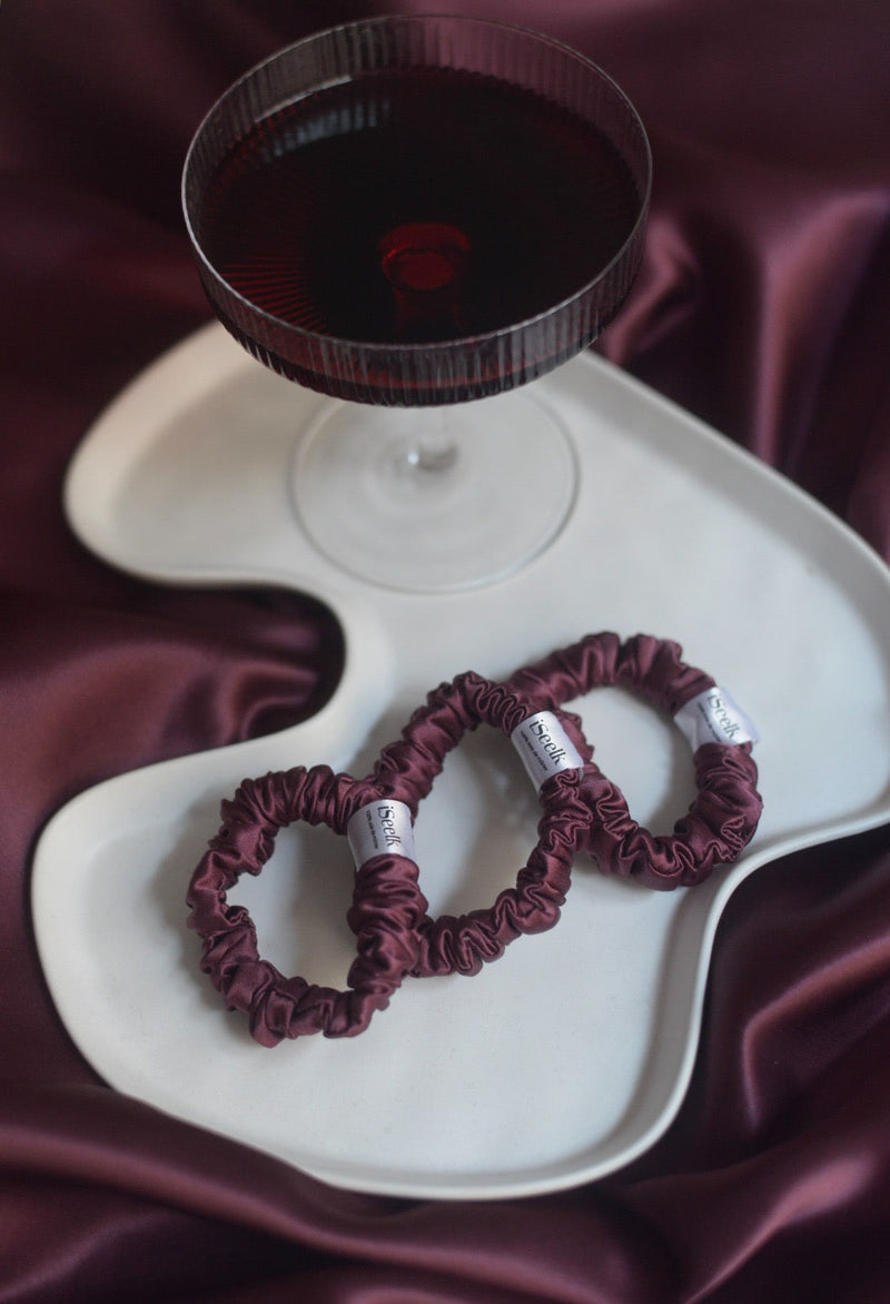 Organic Pure Mulberry Silk Chouchous Trio - Red Wine