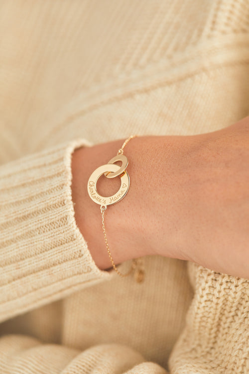 Bracelet Personnalisé Anneaux Entrelacés Sur Chaîne