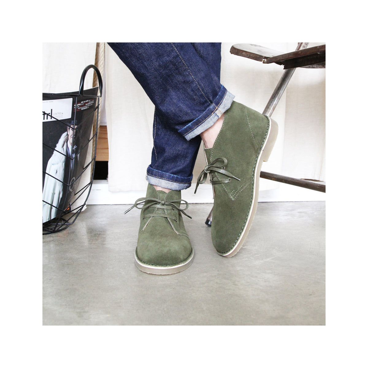 Chukka Boots Cuir Daim Kaki - Homme