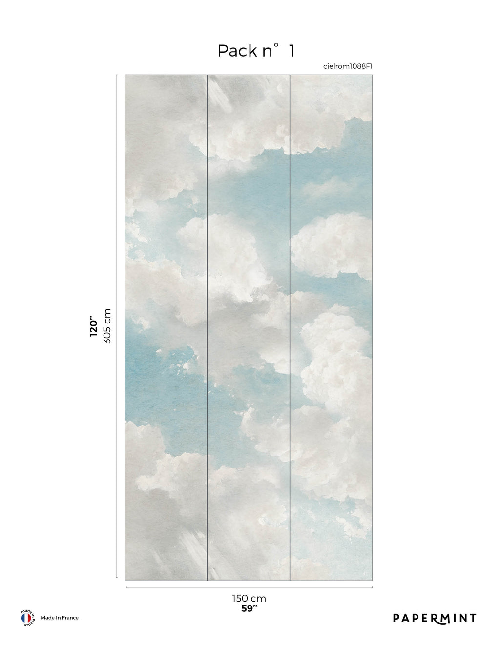 Romantic Sky Mural - Cerulean Blue