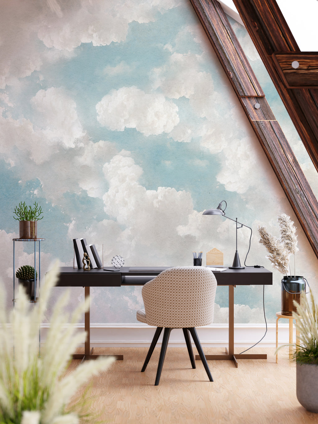 Romantic Sky Mural - Cerulean Blue