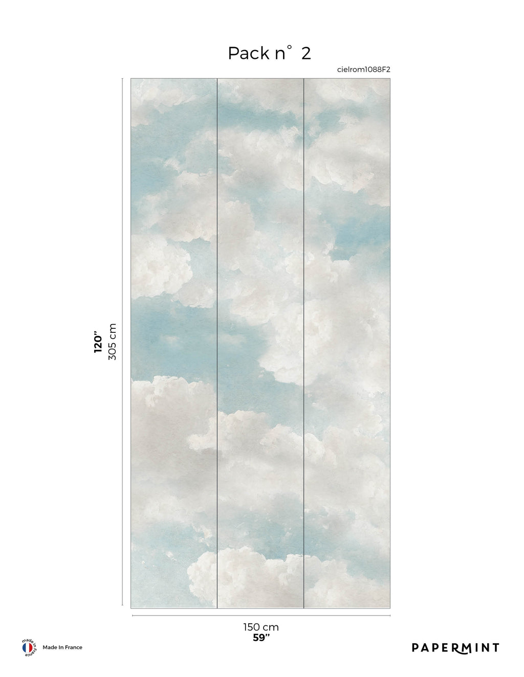 Romantic Sky Mural - Cerulean Blue