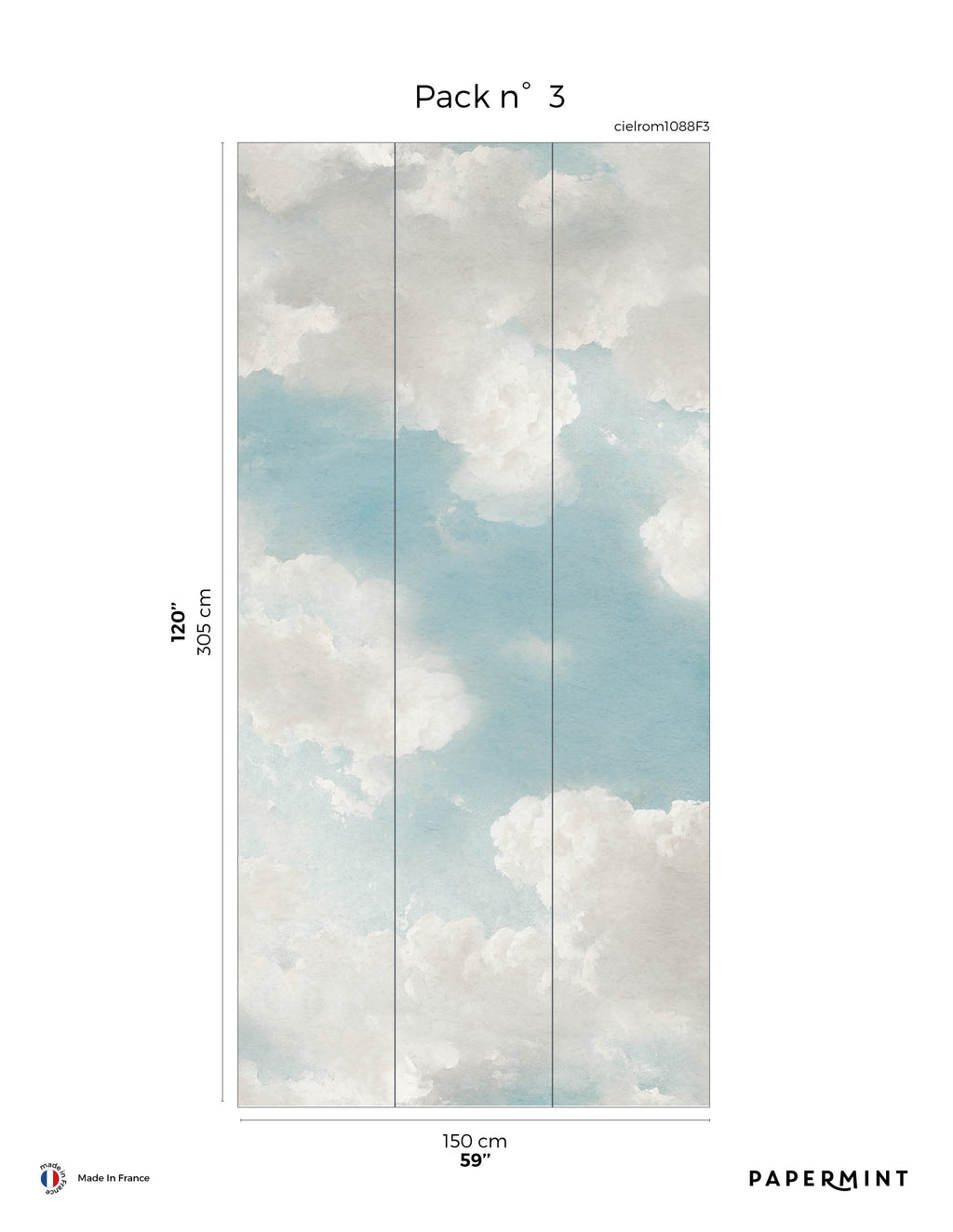 Romantic Sky Mural - Cerulean Blue