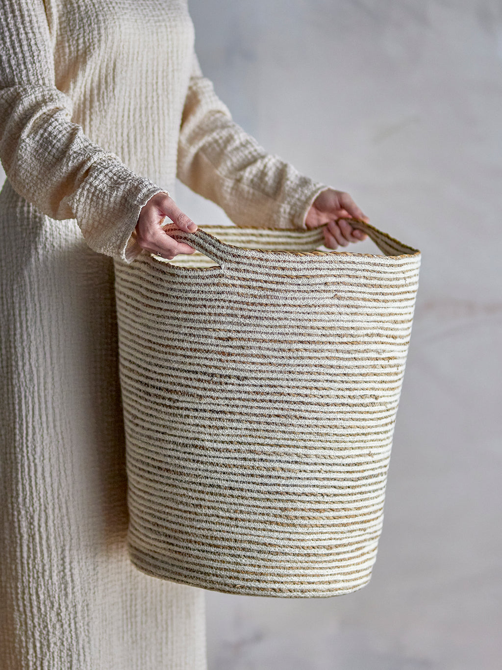 Selena - Corbeille - Blanc - Jute