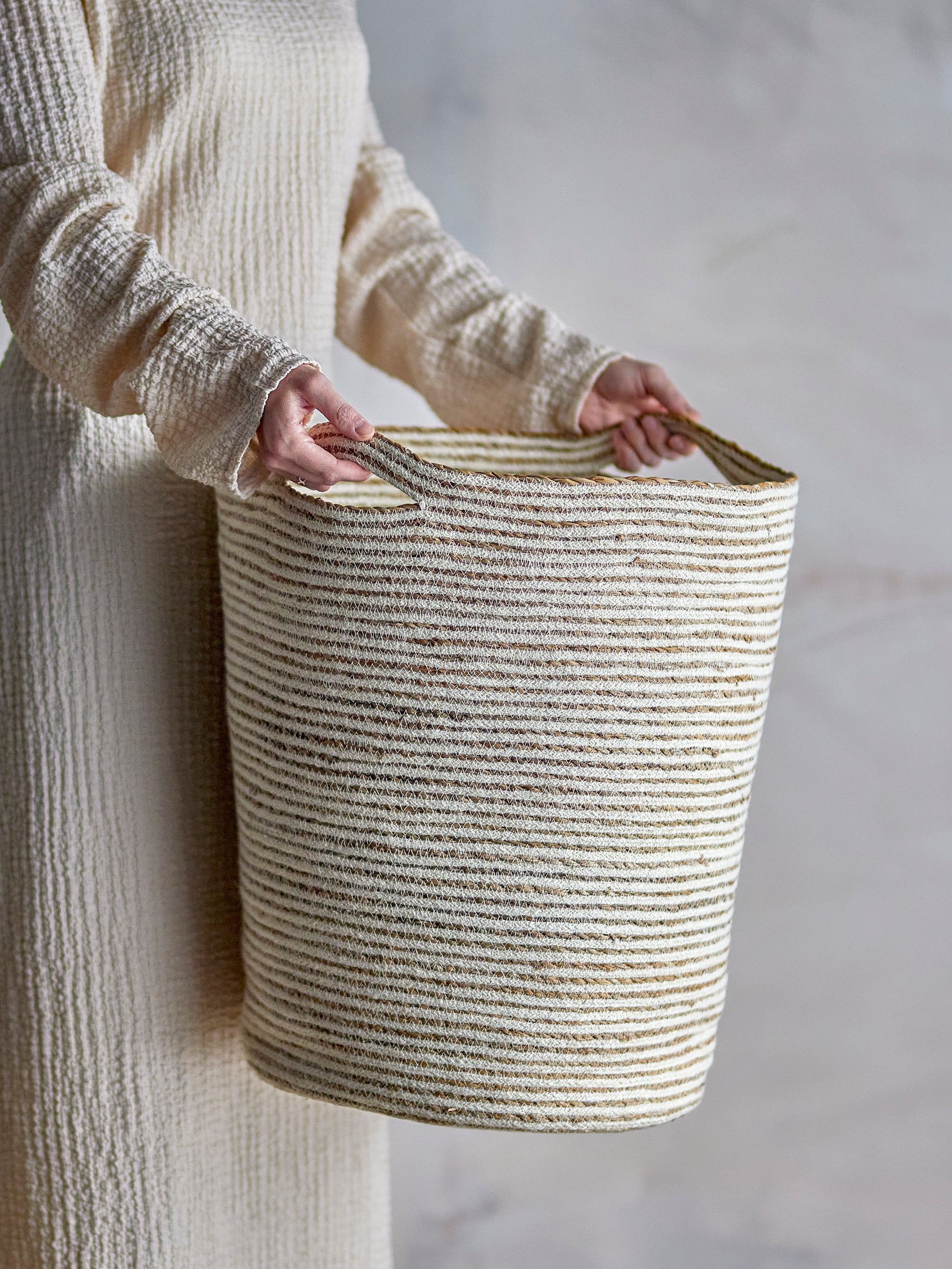 Selena - Corbeille - Blanc - Jute