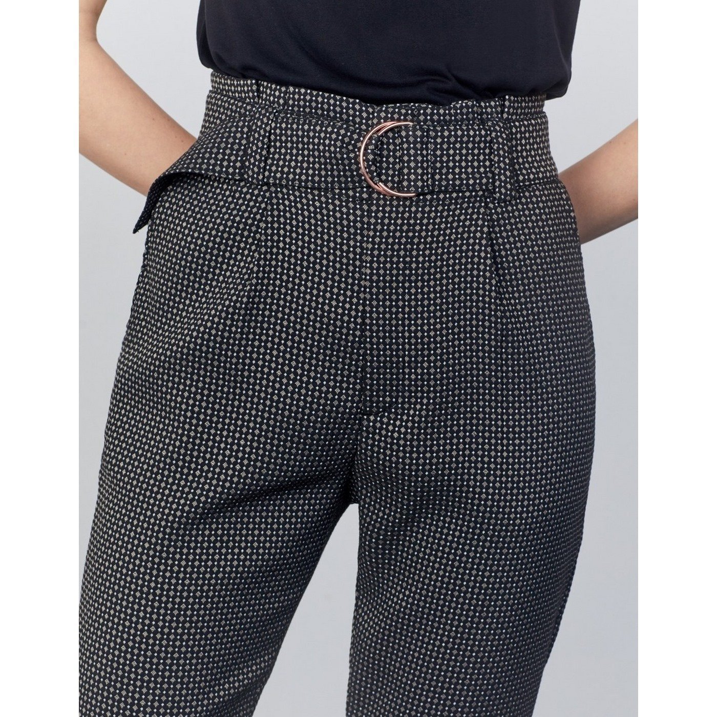 Cigarette Highwaist Cropped Ava Fancy - Black Diamond - Women