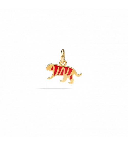 Charm Tiger - Yellow Gold & Red Enamel