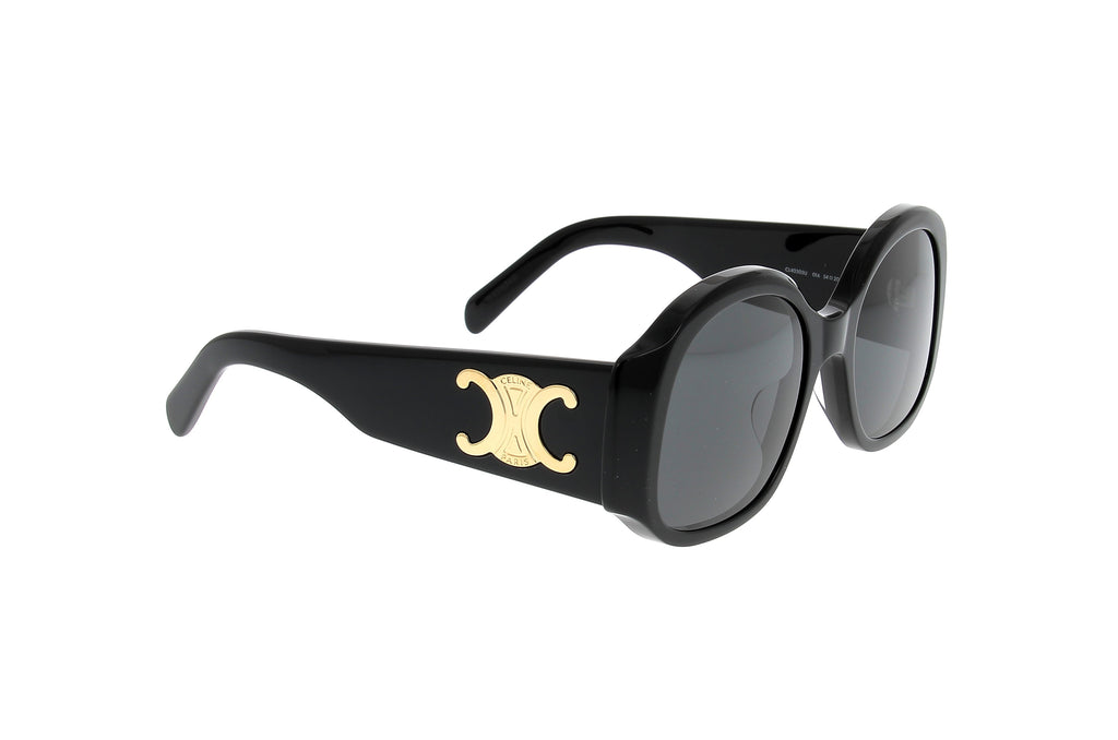 Luxury Eyewear – Okulary przeciwsłoneczne - Celine, czarne okulary przeciwsłoneczne z ciemnymi szkłami i złotym logo na zauszniku