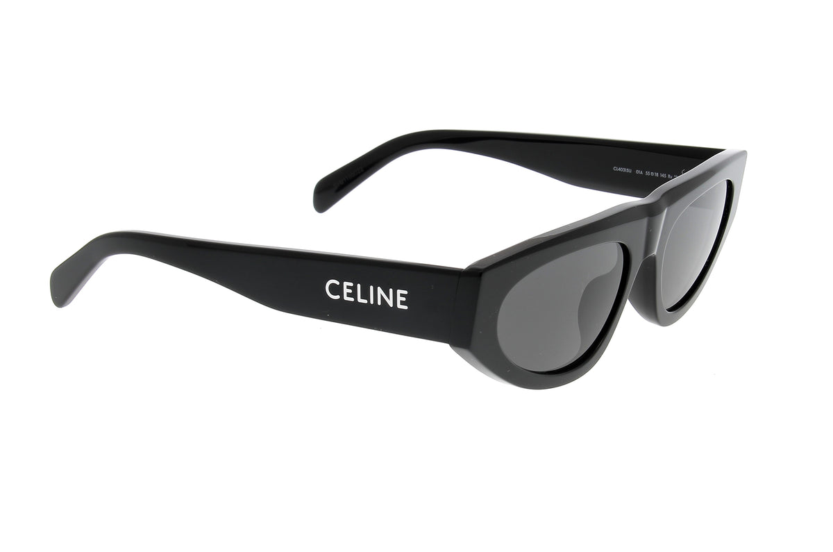 Luxury Eyewear – Okulary przeciwsłoneczne - Celine, czarne okulary przeciwsłoneczne z szarymi przyciemnianymi soczewkami, widok z boku
