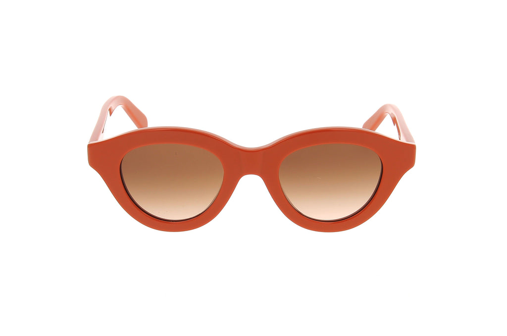 Luxury Eyewear – Okulary Przeciwsłoneczne - Celine, pomarańczowe okulary przeciwsłoneczne, brązowe szkła, oprawka z octanu, widok z przodu