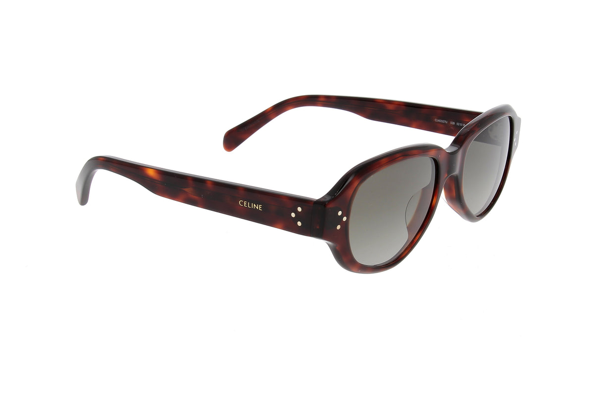Luxury Eyewear – Okulary przeciwsłoneczne - Celine, brązowe okulary przeciwsłoneczne z efektem szylkretu, szare barwione szkła, widok z boku