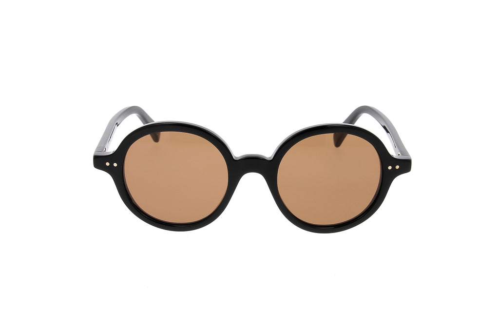 Luxury Eyewear – Occhiali da sole - Celine, occhiali da sole rotondi neri con lenti marroni, vista frontale