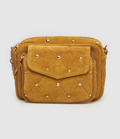 Claris Virot - Sac Charly Cuir Suédé Ambre Cloutée - Femme