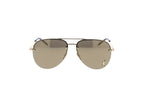 Luxury Eyewear – Lunettes De Soleil - Saint Laurent, lunettes de soleil aviateur dorées avec verres marron, vue de face
