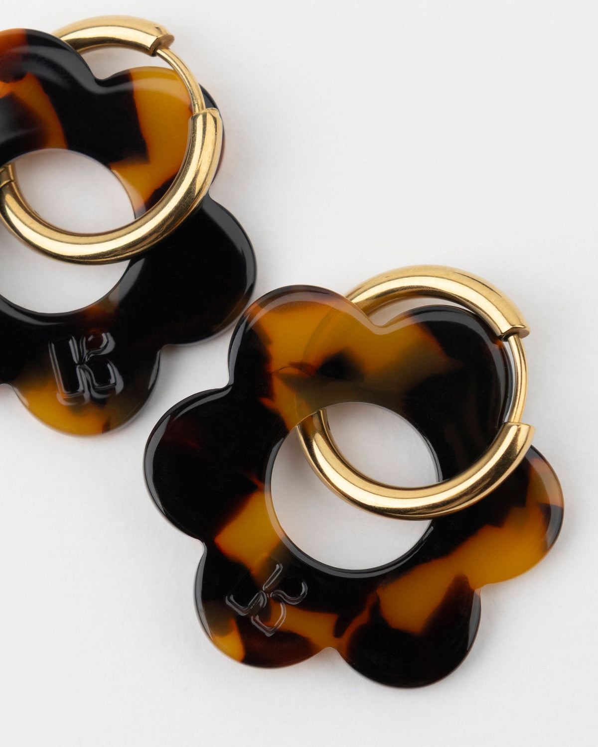 Boucles D'Oreilles Maxi Fleurette - Écaille