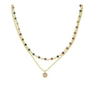 Collar Calcedonia Turmalina Oro