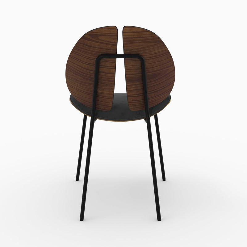 Chaise Coccinelle en velours noir et bois