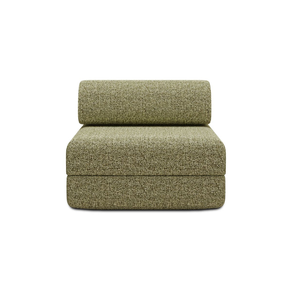 Canapé 2 Places Modulable - Tissu Extérieur À Rayures - Blanc Et Vert Anis