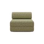 Canapé 2 Places Modulable - Tissu Extérieur À Rayures - Blanc Et Vert Anis