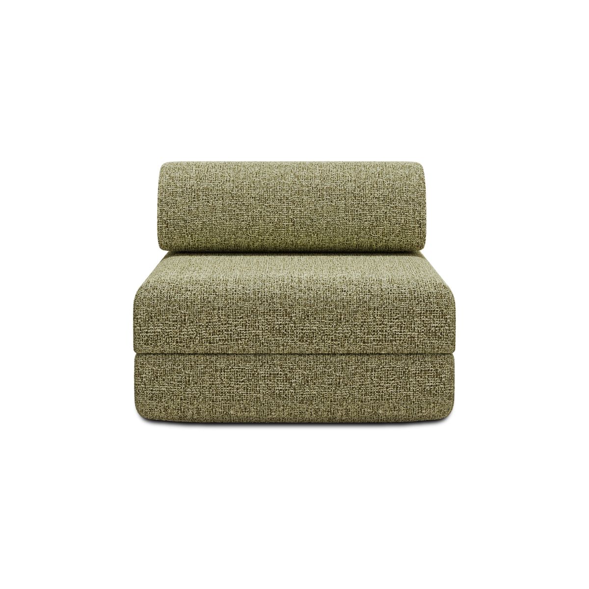Canapé 2 Places Modulable - Tissu Extérieur À Rayures - Blanc Et Vert Anis